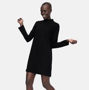 Zara Black Long Sleeve High Collar Dress